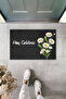 سجادة باب أمامية مزخرفة بطباعة رقمية حديثة بنمط زهرة الأقحوان الأسود