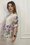 Women's Multi-Colored Patterned Italian Style Half-Button Judge Collar Blouse - 4