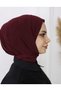 Women's Hijab with Snap Fasteners, Ready-To-Wear Turban Scarf Shawl, Burgundy - 3