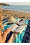 Visor Summer Sports Beach Vacation Fashion Stylish Modern Casual Straw Brimmed Beige Hat Hijab Crown Hat Striped Top Open - 3