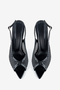 Black Stylish Stoned Thin Heel Women's Evening Dress Shoes - 7