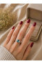 💎   Ice Blue Radiance: Elegant Design Ring with Square-Cut Stones – the Purest Expression of Timeless Elegance 💎 - 2