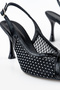 Black Stylish Stoned Thin Heel Women's Evening Dress Shoes - 2