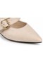 Women's Beige Buckle-Strap Short Heeled Shoes – Pointed Toe Stylish Slingback - 5