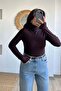 Brown High-Neck Soft Textured Blouse - 3