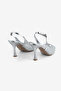 Silver Stylish Stone-Embellished Thin Heel Women's Evening Dress Shoes - 6