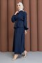 Pleated Front Double Suit in Navy Blue - 4