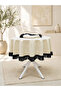 Black Crimped Fringed 100% Cotton Buldan Handmade Authentic Plain Linen Fabric Round Tablecloth - 6
