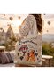 Cappadocia Woven Saddlebag, Shoulder Bag, Beach Bag, Women's Bag-Beige