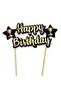 Yellow Navy Blue Happy Birthday Cake Decoration