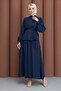 Pleated Front Double Suit in Navy Blue - 2