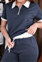 Premium Modal Fabric Polo Collar Zipper Detailed Comfortable Two-Piece Set - 4