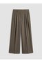 Khaki High Waist Striped Women's Trousers