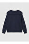 Navy Blue V-Neck Women's Sweatshirt - 5