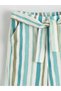 Green Striped Wide Leg Girls' Capri Pants