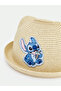 Beige Stitch Embroidered Straw Baby Girl Hat