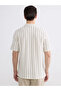 White Regular Fit Resort Collar Striped Men's Shirt - 6