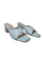 Women's Shiny Leather Thick-Heeled Slippers - 4