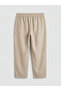 Beige Elastic Waist Carrot Cut Women's Trousers - 2