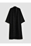 Black Shawl Collar Stone-Embellished Oversized Women's Kimono