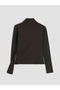 Brown Women's Zippered Sweatshirt with Snap Buttons - 7