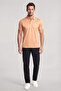 Men's Regular Fit Logo Embroidered Cotton Short Sleeve Orange Polo Neck T-Shirt - 2