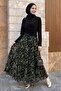 Green Yoryo Suit with Patterned Skirt