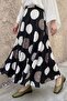 Large Polka Dot Pattern Chiffon Satin Skirt Black - 2