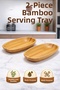 2-Piece Bamboo Presentation Plate, Kayık Serving Plate, Breakfast Snack Plate, Natural Wood