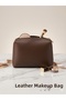 Women's Black Makeup Bag Faux Leather Organizer - 3