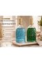 Honeycomb Patterned Glass Liquid Soap Dispenser with Gold Lid, Set of 2, Stylish Kitchen & Bathroom Soap Dispenser - 5