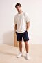 Navy Blue Regular Fit Piece Stitched Knitted Shorts & Bermuda Tmnss26Sr00020