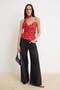 Red Floral Patterned Blouse with Scarf Detail Twoss26Bz00686