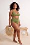 Oil Green High Waist Corset Gathered Detailed Gathering Plus Size Bikini Bottom Tbbss23Cr00001 - 2
