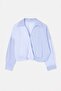 Blue Double Breasted Collared Crop Skirt Elastic Striped Shirt Tdrss26Go00082 - 4