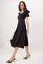 Black Shoulder Detailed Midi Skater/Waist Cut-Out Woven Dress Twoss26El00891