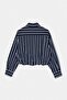 Navy Blue Striped Crop Jumpsuit Shirt Tdrss26Go00078 - 6