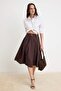 Brown Midi Poplin Skirt Twoss26Et00144