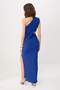 Saks Asimetrik Yaka Shift/Düz Kesim Maxi Örme Abiye & Mezuniyet Elbisesi TPRSS26AE00067 - 4