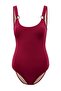 Burgundy U-Neck Covered Regular Swimsuit with Accessories Tbess25Ma00080 - 5