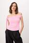 Pembe Asimetrik Yaka Kolsuz Sandy Party Bluz TPRSS26BZ00060