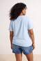 Mavi Pizza Baskılı Loose Fit Örme Büyük Beden T-shirt TBBSS26BF00055 - 3