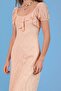 Limited Edition Pudra Bodycon Havuz Yaka Balon Kol Kısa Kollu Dantel Örme Elbise TWOSS26EL00409 - 3