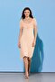 Limited Edition Pudra Bodycon Havuz Yaka Balon Kol Kısa Kollu Dantel Örme Elbise TWOSS26EL00409