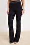 Siyah Flare/İspanyol Paça Normal Bel Uzun İnterlok Örme Pantolon TWOSS26PL00160 - 6