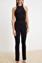 Black Stone Halter Neck Sleeveless Knitted Jumpsuit Tprss26Tu00016 - 3