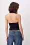 Siyah Fitted/Vücuda Oturan Boyundan Bağlamalı Aksesuarlı Yumuşak Örme Bluz TWOSS26BZ00339 - 4