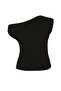 Black Premium Soft Fabric Fitted Kayık/Madonna Collar Flexible Knitted Blouse Tbbss25Af00029 - 6