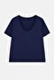 Lacivert-Pembe- Gri 3'lü Paket Regular Fit V Yaka Büyük Beden T-shirt TBBSS26BF00031 - 9