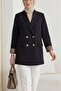 Double Button Blazer Jacket with Pocket Detail - Black